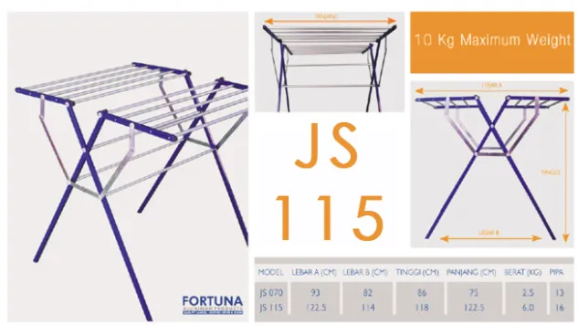 JEMURAN & PINTU FORTUNA JEMURAN FORTUNA STANDING<br>JS 115 1 jemuran_standing_js_115