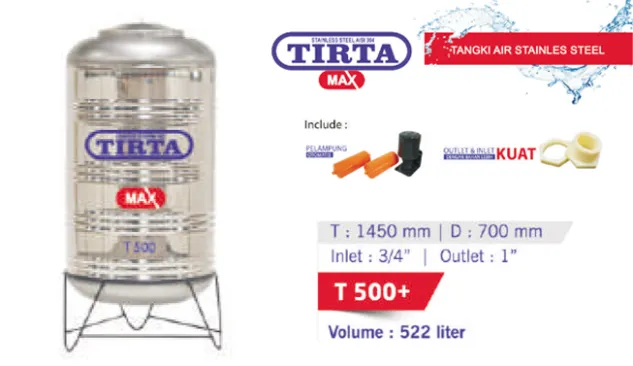 TANGKI AIR TIRTA Tangki Air Tirta MAX Stainless Steel - T 500+ 1 tangki_tirta_stainless_steel_500